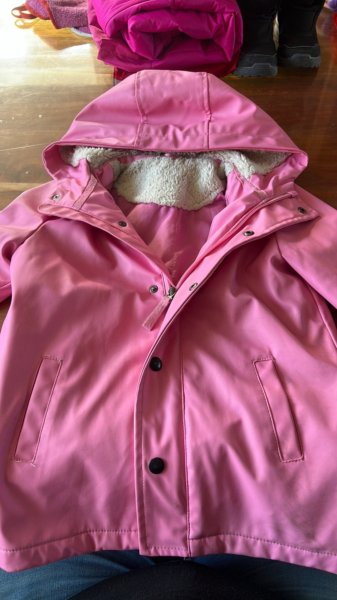 Roze waterafstotende jas mt 110/116, Ophalen of Verzenden, Gebruikt, Meisje, Jas