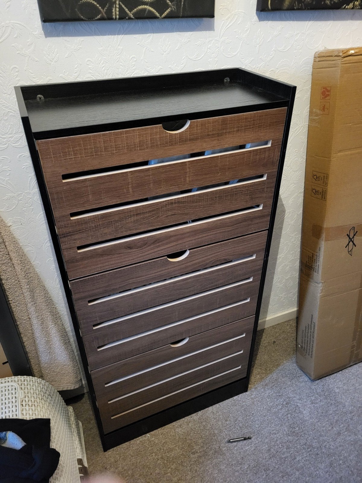 2x schoenen kast zwart/ hout, Ophalen, 1 of 2 laden, Nieuw, 50 tot 100 cm