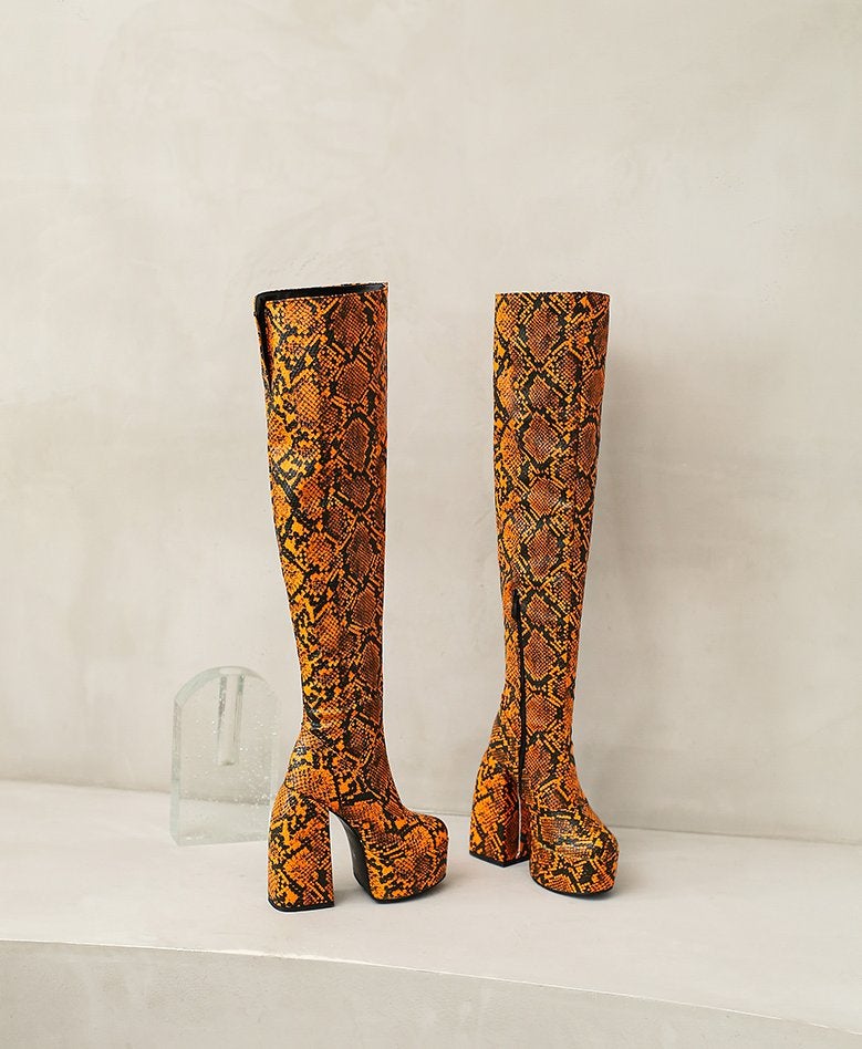 Oranje slangen overknee laarzen dames vrouwen hoge laarsjes, Kleding | Dames, Schoenen, Verzenden, Nieuw, Oranje, Hoge laarzen