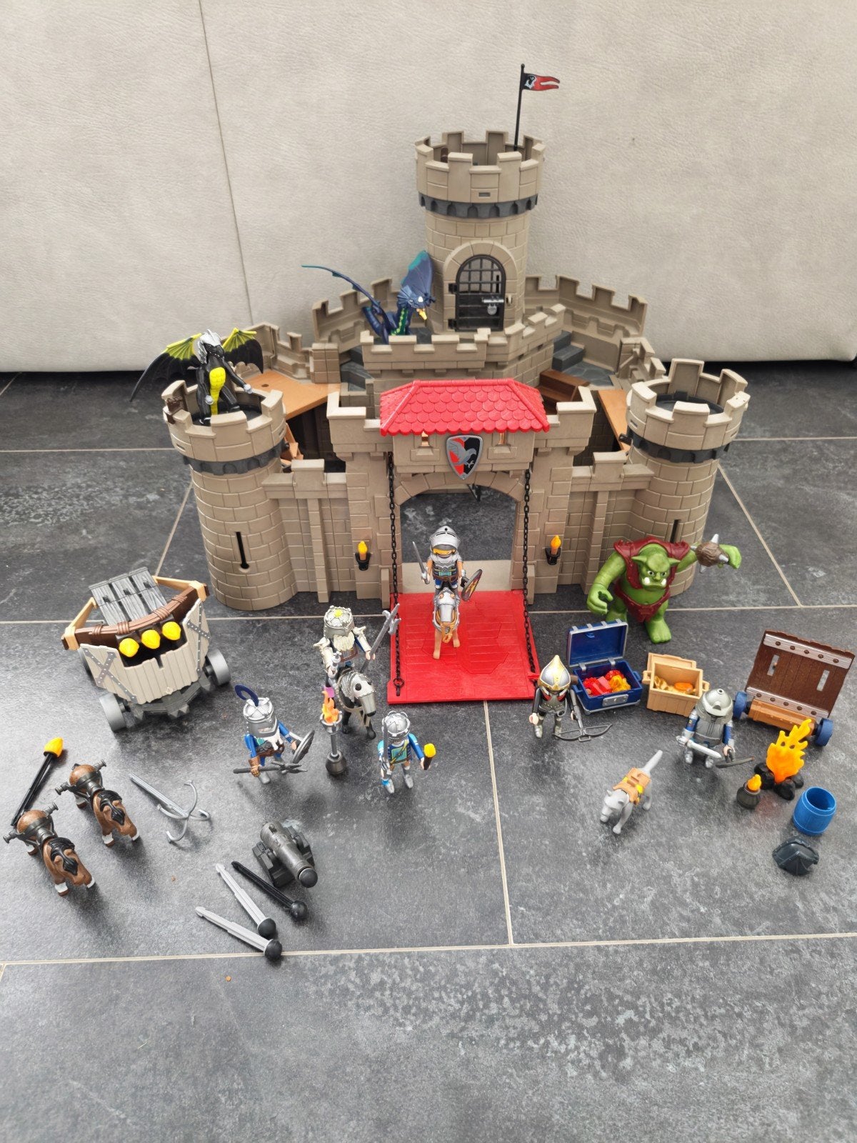 Playmobil Kasteel met ridders, draak en trollen, Ophalen, Complete set, Zo goed als nieuw, Kasteel/Fort
