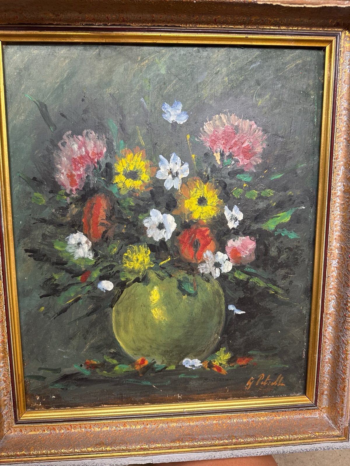Schilderij: Kleurrijk Bloemenstilleven in Olieverf, Antiek en Kunst, Kunst | Schilderijen | Klassiek, Ophalen, Doek, Stilleven
