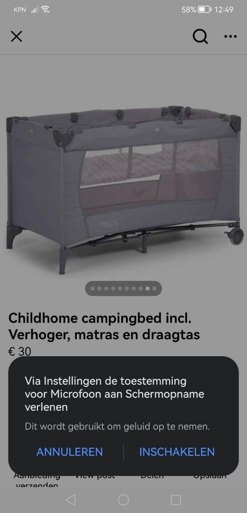 Gaat hier om de verhoger camping bedje, Ophalen of Verzenden, Zo goed als nieuw, Reisbedje