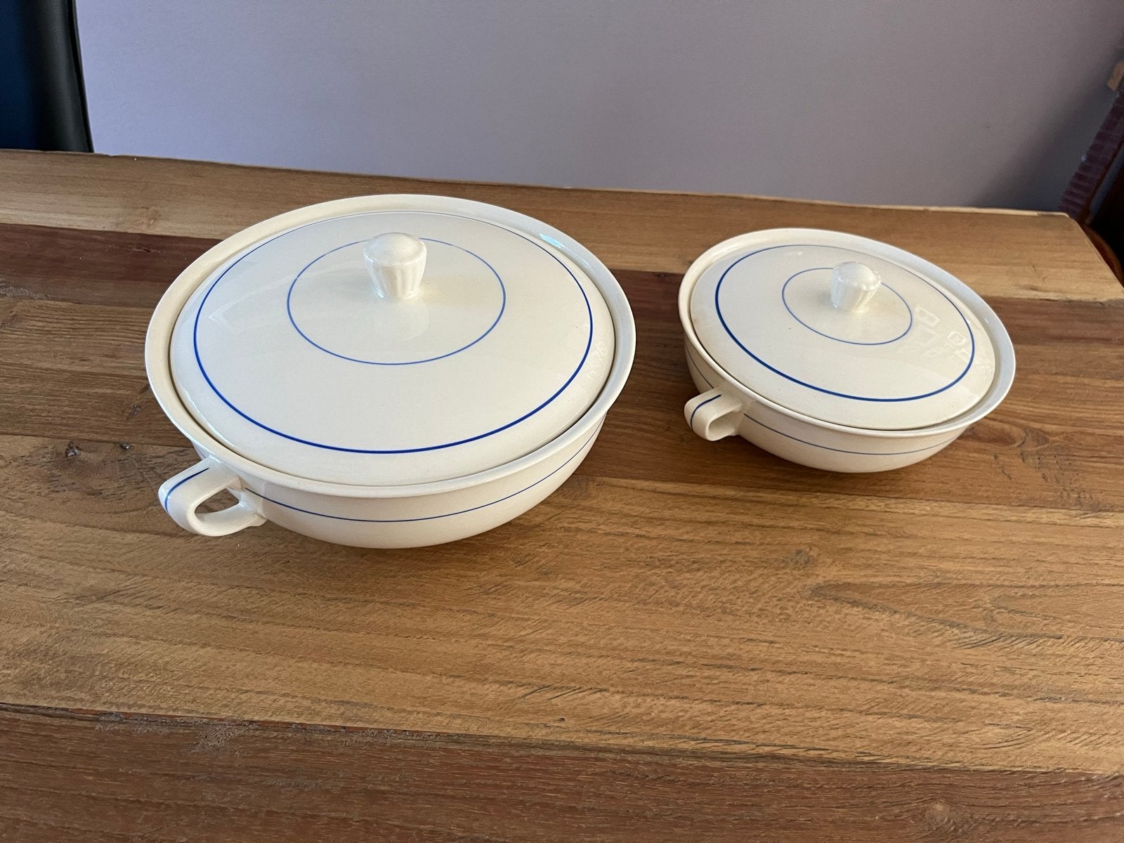 Set van 2 vintage aardewerk ovenschalen met deksel, Ophalen of Verzenden