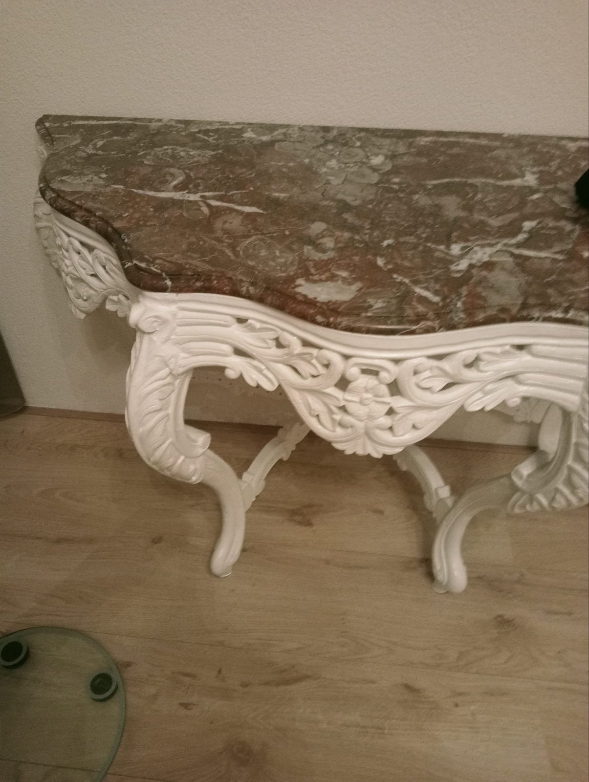 Barokke console met bruin marmeren blad, Ophalen