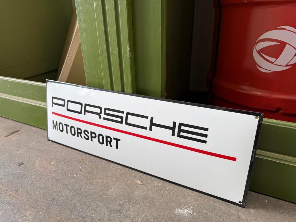 Emaille reclamebord porsche motorports, Verzamelen, Merken en Reclamevoorwerpen, Reclamebord, Nieuw, Ophalen of Verzenden, X