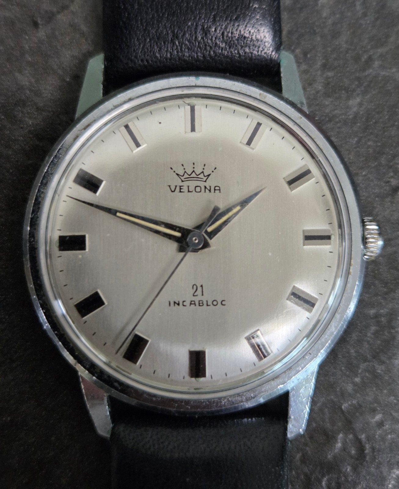 Velona herenhorloge jaren 60, Overige merken, Staal, Met bandje, Polshorloge