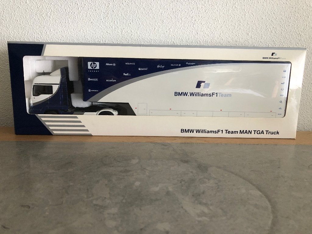 Mdl.018 / BMW-Williams F1 Team Truck 1:43 (2004) Nieuw!, Ophalen of Verzenden, Nieuw, Bus of Vrachtwagen, Overige merken