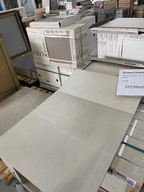 Beige vloertegel 30x60 gerectificeerd – de Concrete Sand, Keramiek, Overige typen, Nieuw, Ophalen of Verzenden