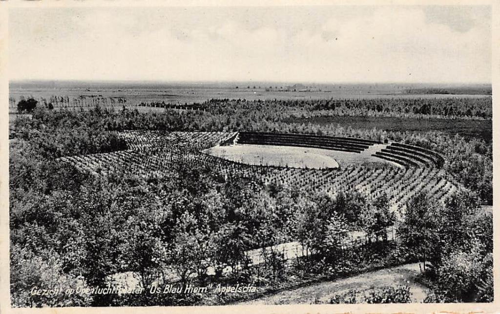 Appelscha Gezicht op Open lucht theater Us Blau Hiem, Verzamelen, Ophalen of Verzenden, 1920 tot 1940, Gelopen, Groningen