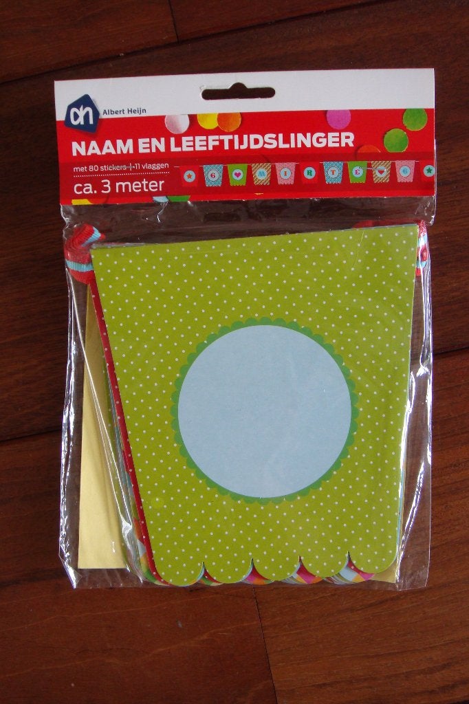 AH Naam en leeftijd slingers met 80 stickers NIEUW €1,95, Ophalen of Verzenden, Nieuw, Versiering, Verjaardag