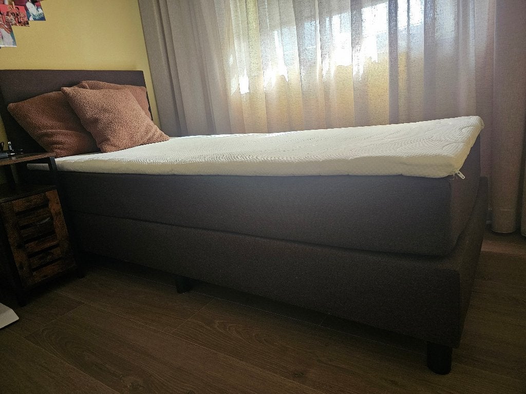 Boksspring 90/200, 90 cm, Eenpersoons, Wit, Ophalen of Verzenden