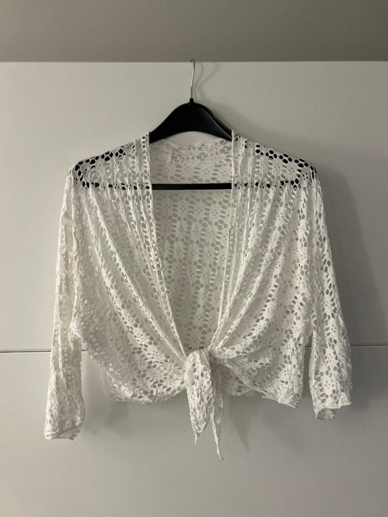 Witte gilet met open mazen, Ophalen of Verzenden, Zo goed als nieuw, Maat 42/44 (L), Wit