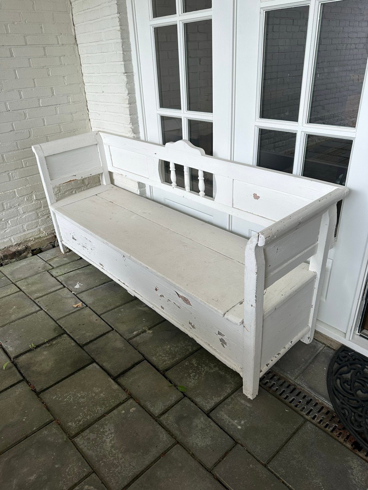 Witte Kerkbank 2 meter met opbergklep, Ophalen