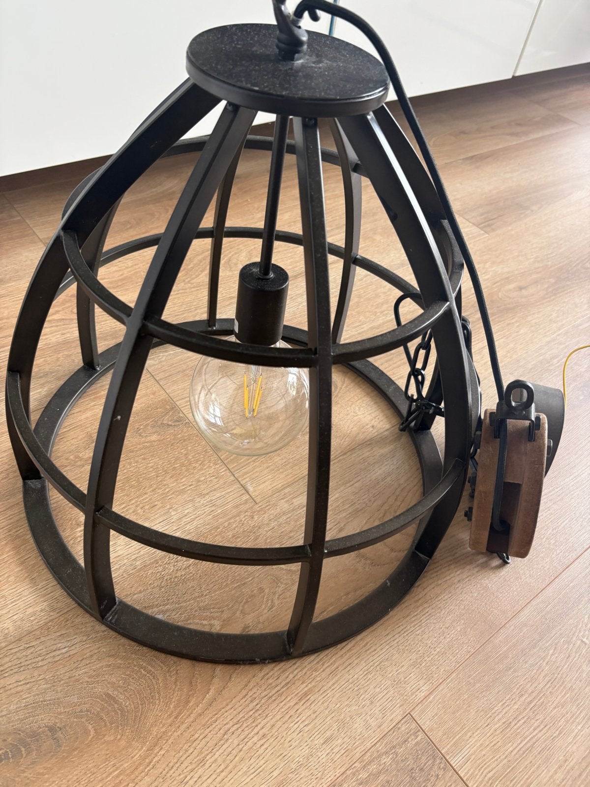 Industriële hanglamp zwart metaal, Ophalen, Zo goed als nieuw, Metaal