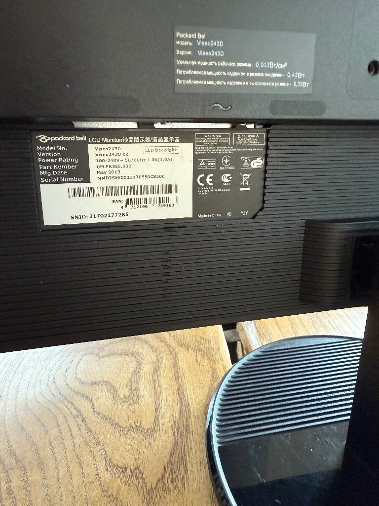 24 Inch Full HD Monitor – Werkt Perfect!, Packard Bell, Kantelbaar, Full HD, Ophalen of Verzenden