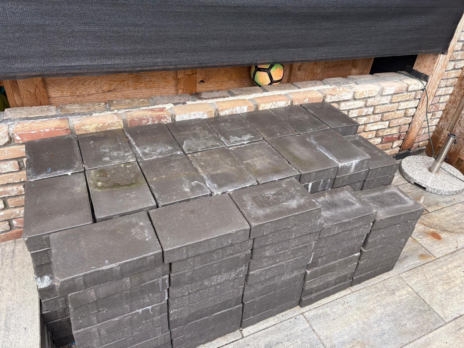 Grijze terrastegels +- 12m2, Ophalen, Zo goed als nieuw, 10 m² of meer, Beton