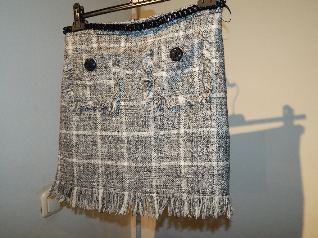 Elisabetta Franchi boucle achtige rok zwart wit ketting IT44, Kleding | Dames, Maat 38/40 (M), Zo goed als nieuw, Boven de knie