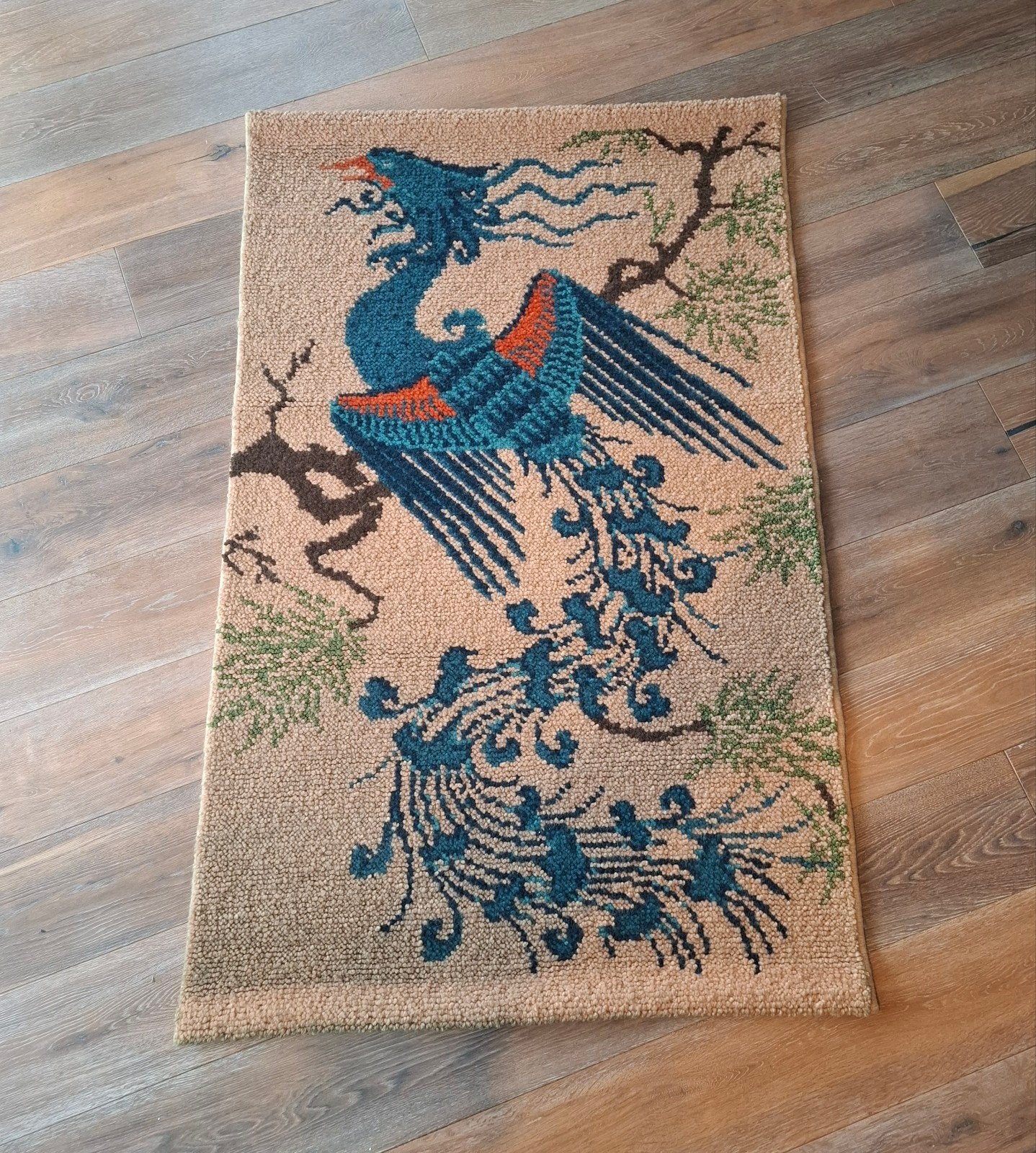 Handgeknoopt XXL Smyrna Fenix Wandkleed, Ophalen of Verzenden, Zo goed als nieuw