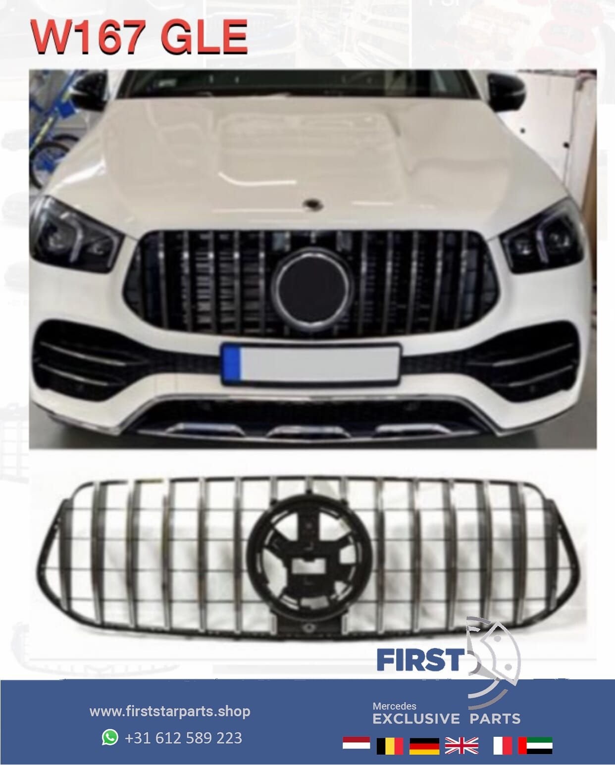 W167 C167 GLE AMG GT GRIL 2019-2022 PANAMERICANA STYLE VOORB, Gebruikt, -, Ophalen of Verzenden, -