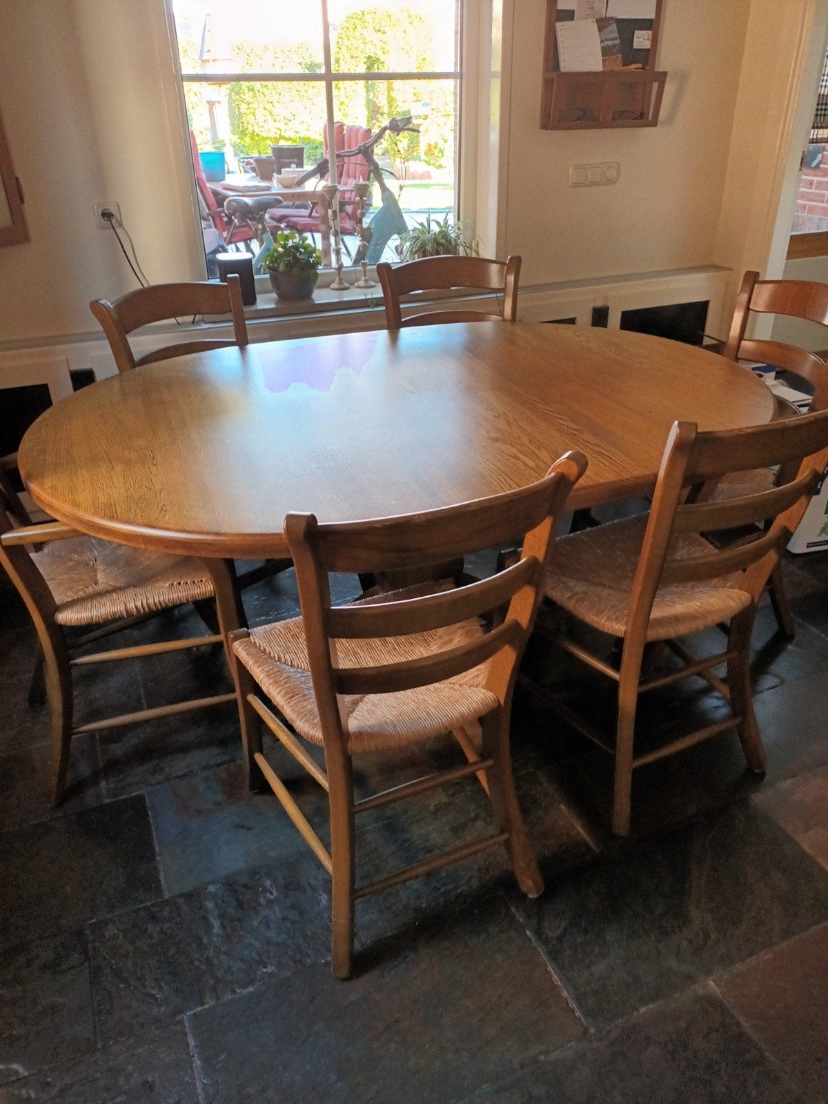 eiken eethoek, Huis en Inrichting, Ophalen, Gebruikt, Landelijk, 4 tot 6 stoelen