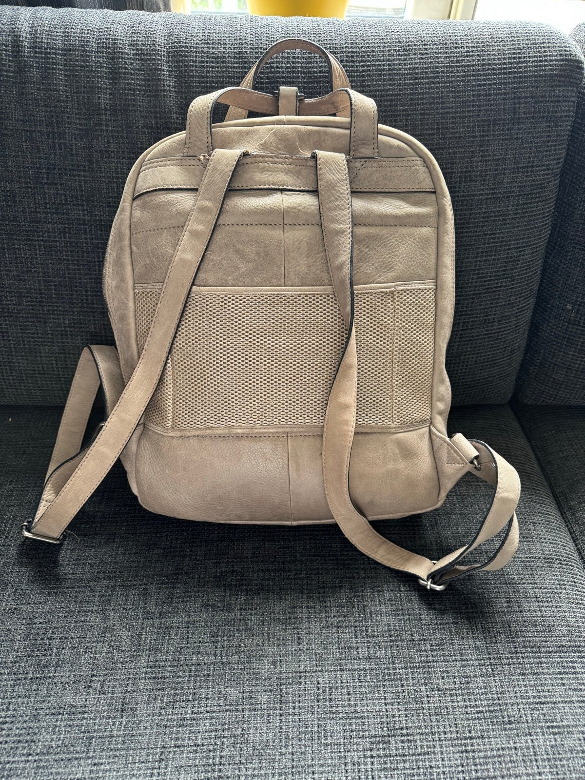 Castelijn & Beerens Leren Rugzak - Beige, Overige merken, Gebruikt, 25 tot 40 cm, Ophalen of Verzenden