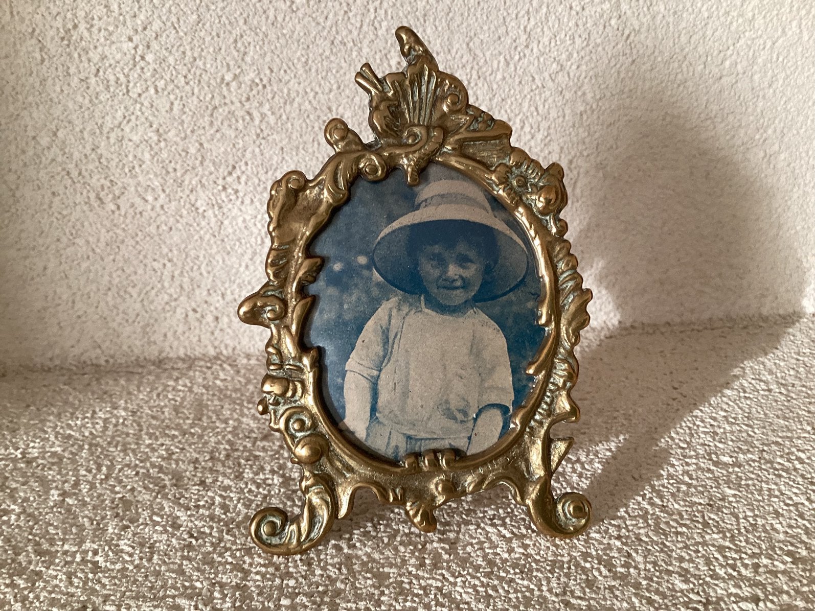 Vintage Frans Bronzen fotolijst.Oude Prent en Kunststof Glas, Ophalen of Verzenden, Zo goed als nieuw, Dame