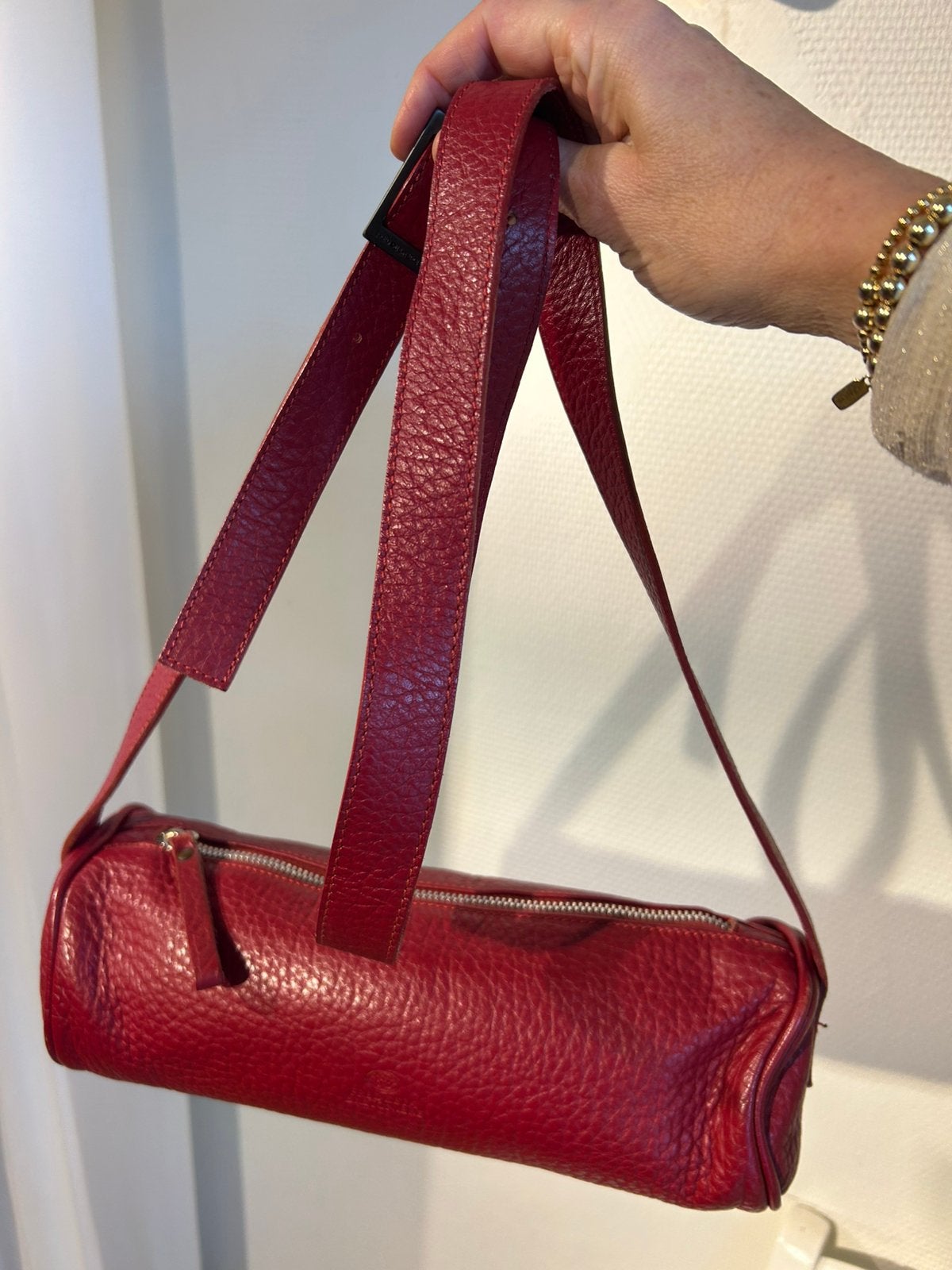 Fred de la Bretoniere rood leren schoudertas, Schoudertasje, Ophalen of Verzenden, Zo goed als nieuw, Furla