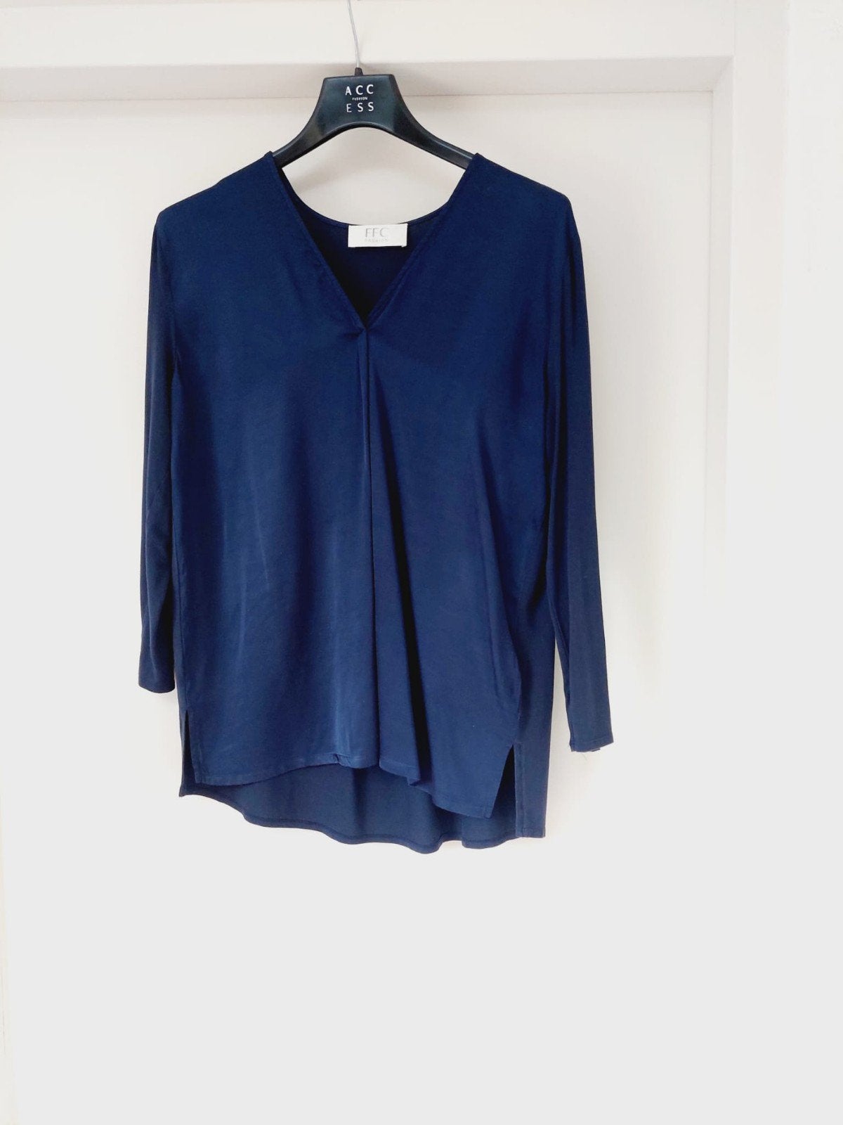 FFC Fashion donkerblauwe blouse met lange mouwen maat M, Maat 38/40 (M), FFC Fashion, Blauw, Ophalen of Verzenden