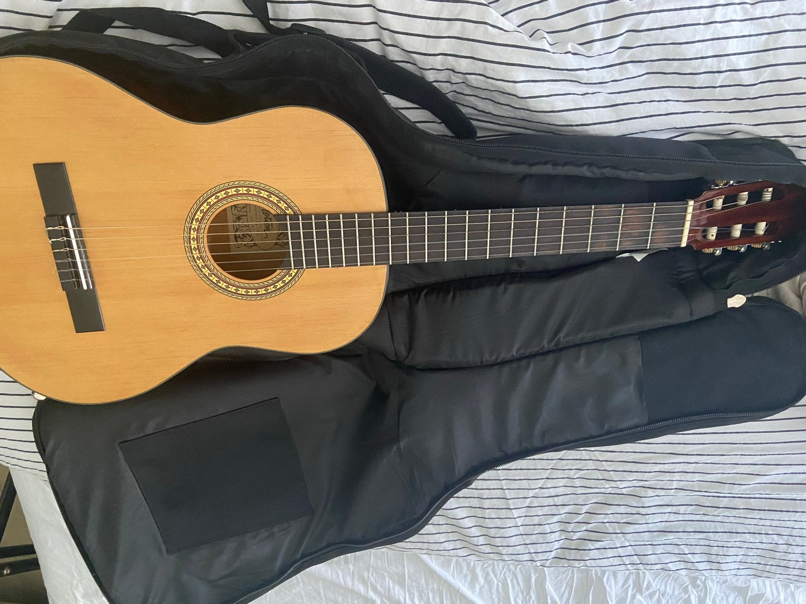 Motion gitaar (TC901) met tas en boekjes, Ophalen, Gebruikt, Klassieke of Spaanse gitaar, Met koffer