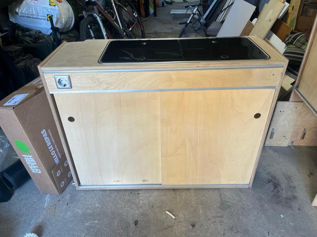 Camper Keukenblok + Kast met CAN kook-spoelcombi VW T5, Ophalen, Gebruikt