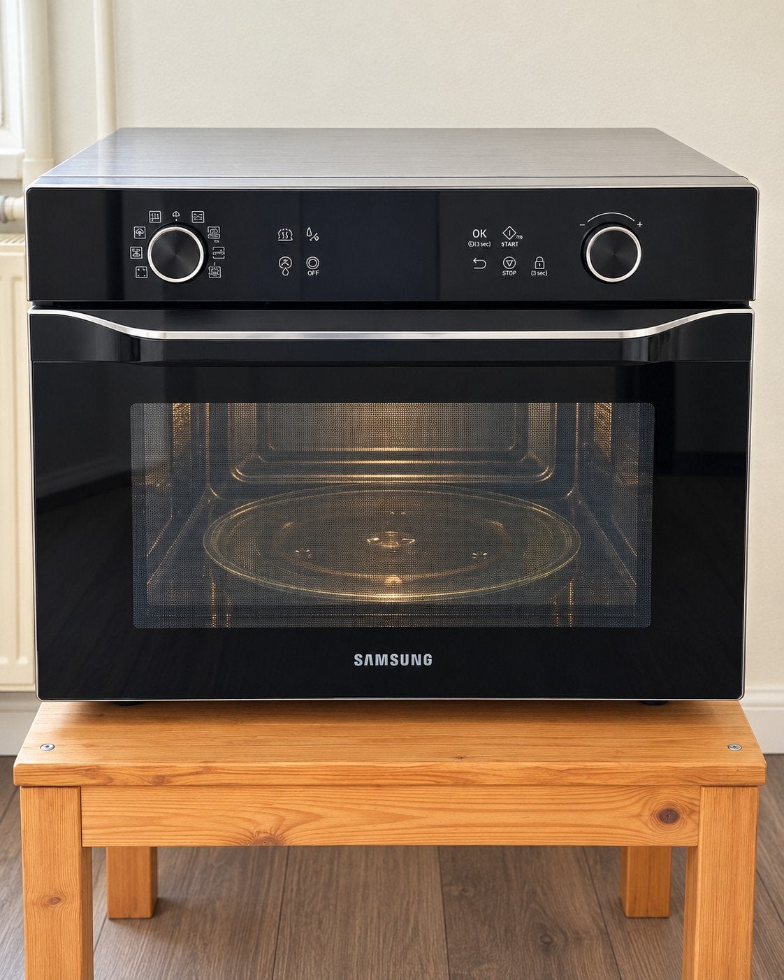 Samsung MC35J8085LT Combimagnetron 35L - Zwart, Ophalen, Combimagnetron, Gebruikt, Draaiplateau
