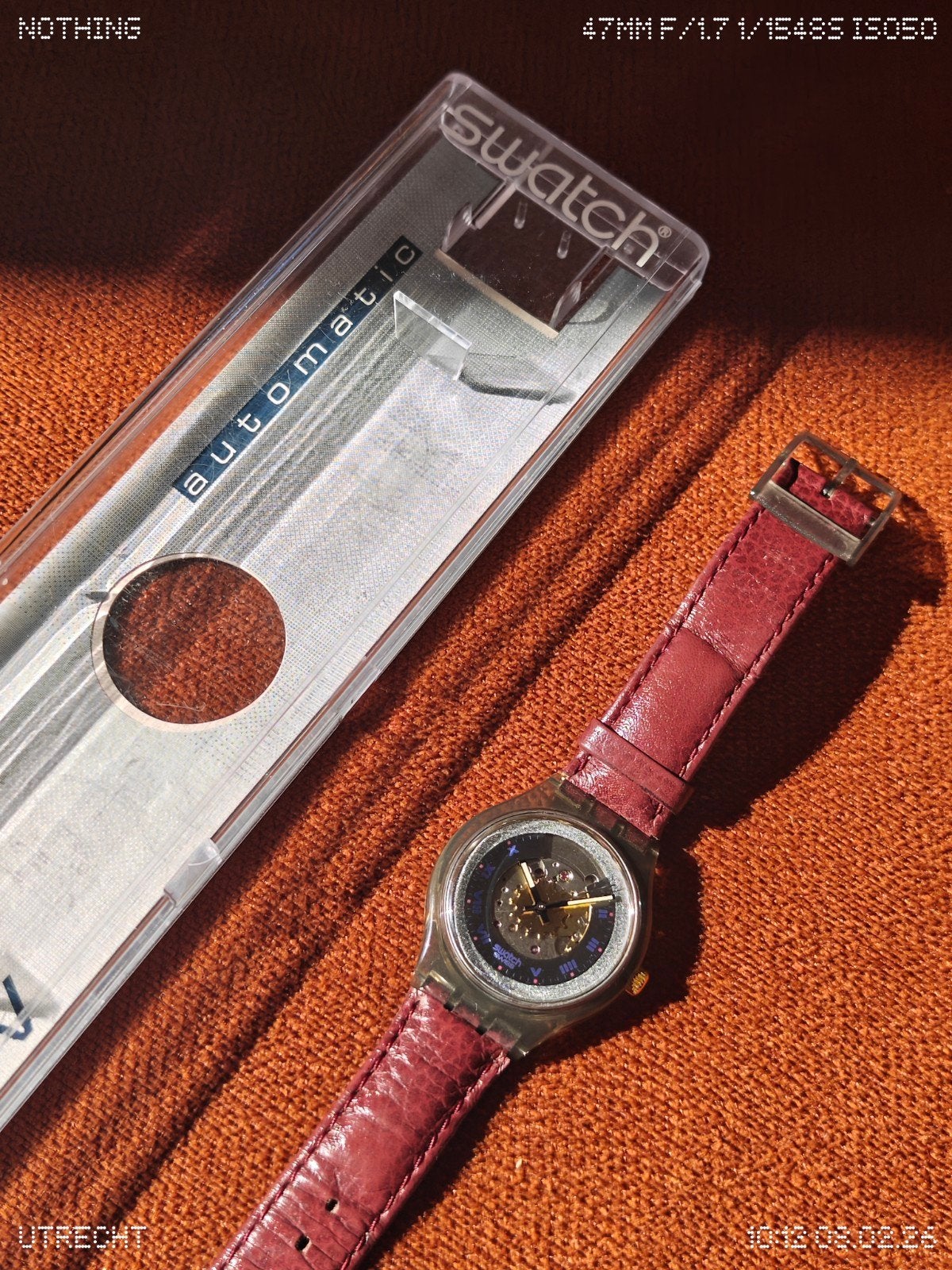 Swatch SAM100 Rubin Automatic Vintage Watch 1991, Kunststof, Polshorloge, Swatch, Ophalen of Verzenden