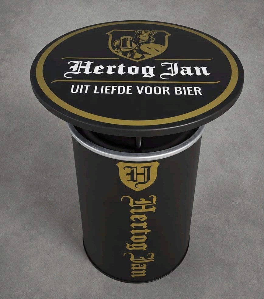 HERTOG JAN Black Edition barrel tafel met vuren blad, Ophalen, Nieuw, Reclamebord, Plaat of Schild, Hertog Jan