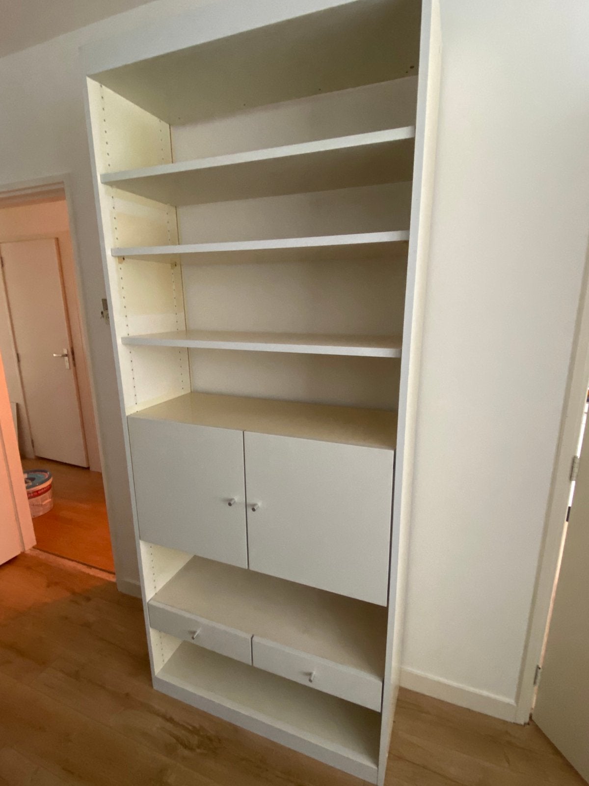 Vintage wandmeubel Interlubke studimo modulair kast wit, Gebruikt, Ophalen of Verzenden, Minder dan 150 cm, Minder dan 100 cm