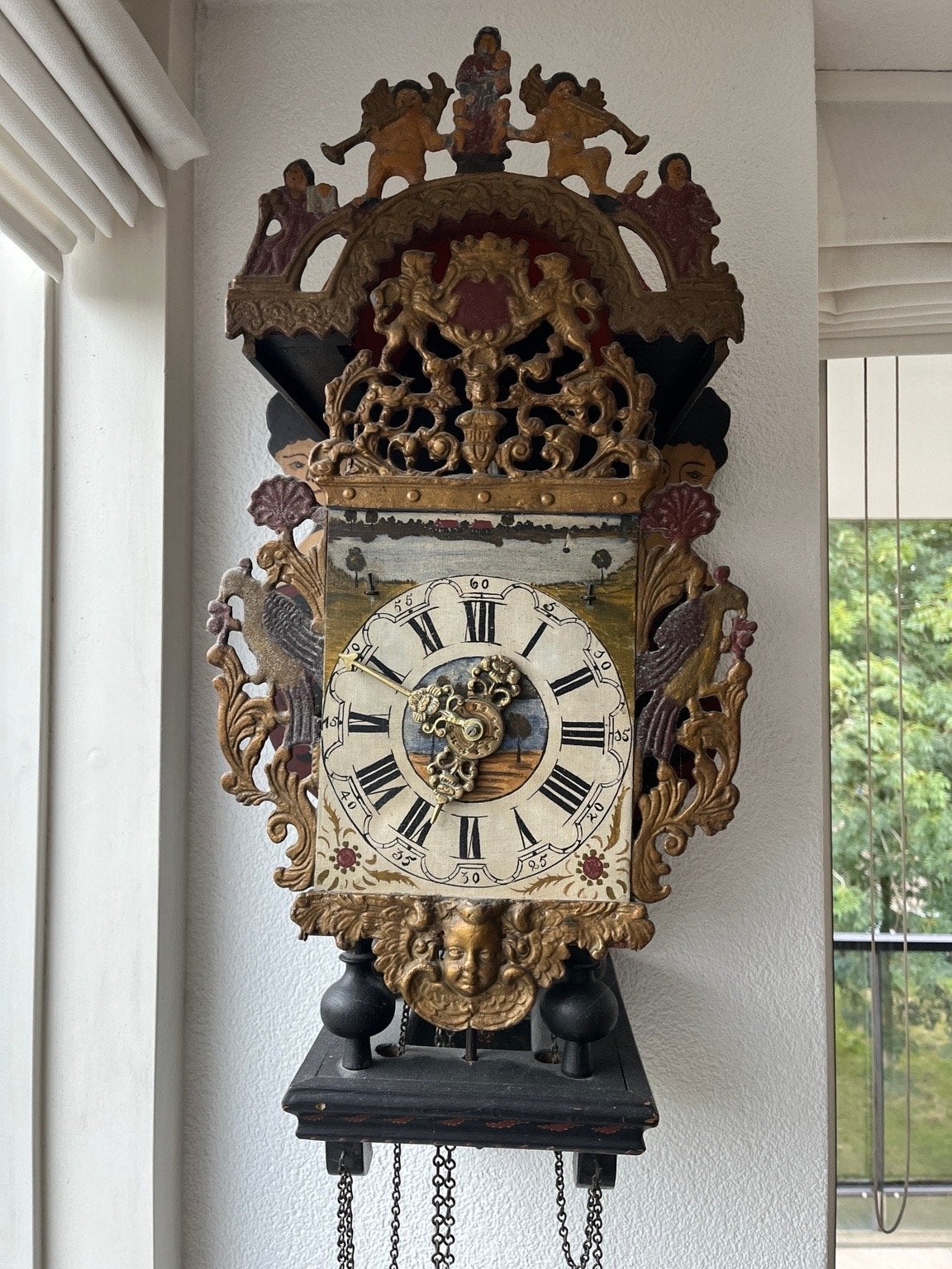 Antieke Friese Stoelklok uit Heerenveen (ca. 1890), Antiek en Kunst, Ophalen of Verzenden