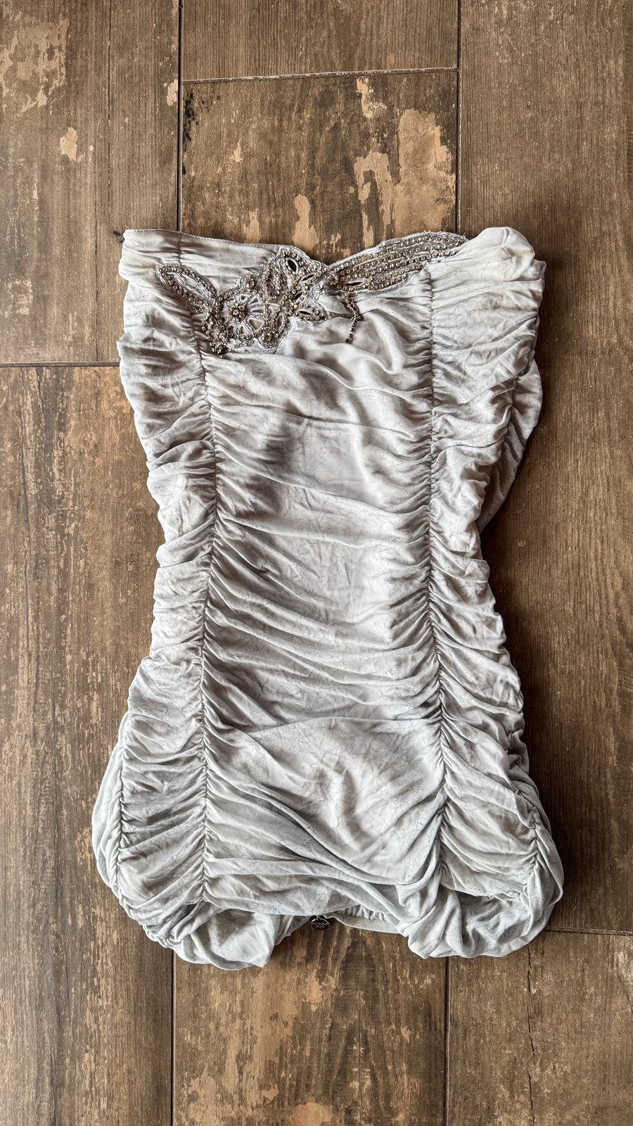 Patrizia Pepe Strapless Embellished Bodycon Mini Dress, Maat 38/40 (M), Ophalen of Verzenden, Zo goed als nieuw, Zilver