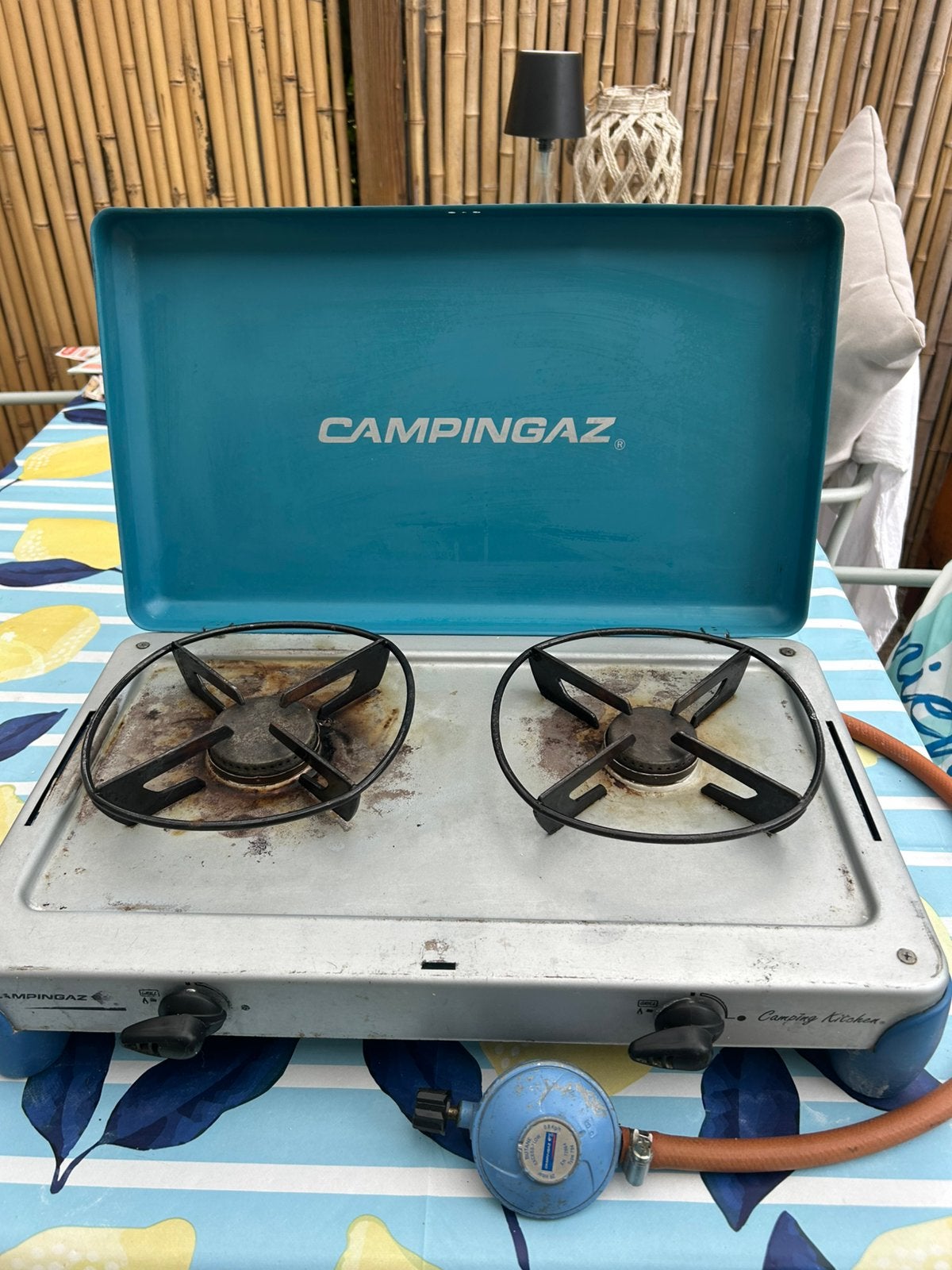 Campingaz 2-pits kooktoestel, Caravans en Kamperen, Kampeeraccessoires, Ophalen, Gebruikt