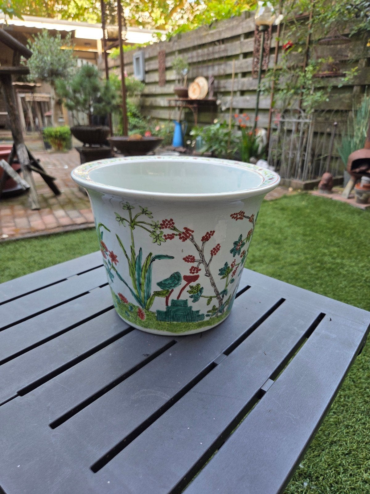 chinese bloempot., Steen, Gebruikt, Minder dan 30 cm, Rond