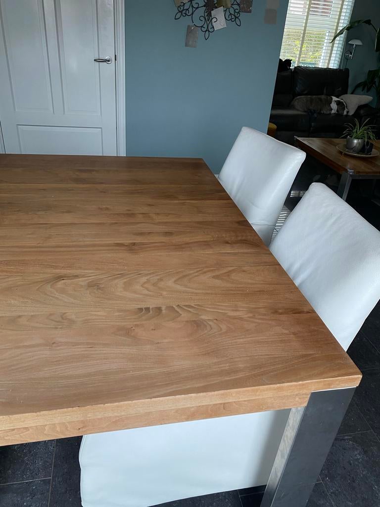 Bert Plantagie Bridge massief notenhouten eettafel 140x140cm, Huis en Inrichting, Tafels | Eettafels, Ophalen, Gebruikt, Vierkant