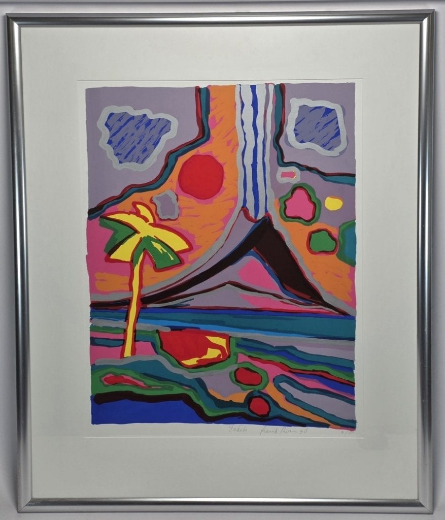 707. Zeefdruk, Frank Rosen – "Tahiti", 1996, Antiek en Kunst, Kunst | Litho's en Zeefdrukken, Ophalen, Zeefdruk, Met glas, Landschappen