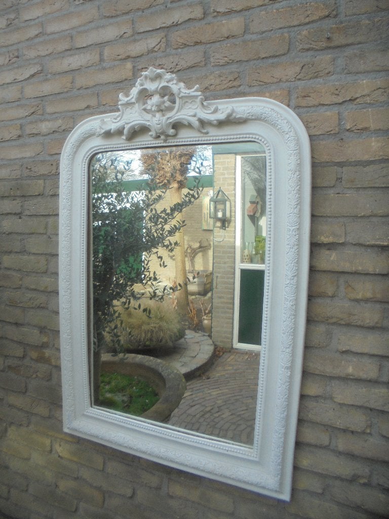 Zeer fraaie Antieke Spiegel met mooie Kuif, Ophalen, Rechthoekig, 50 tot 100 cm, 100 tot 150 cm