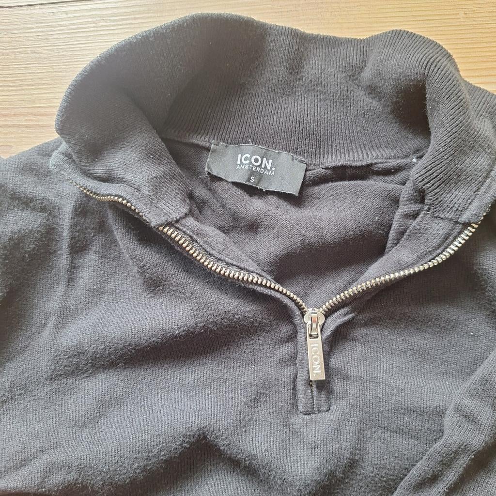 Zwarte ICON. Amsterdam halfzip trui - Maat S, Zwart, Ophalen of Verzenden, ICON. Amsterdam, Gedragen