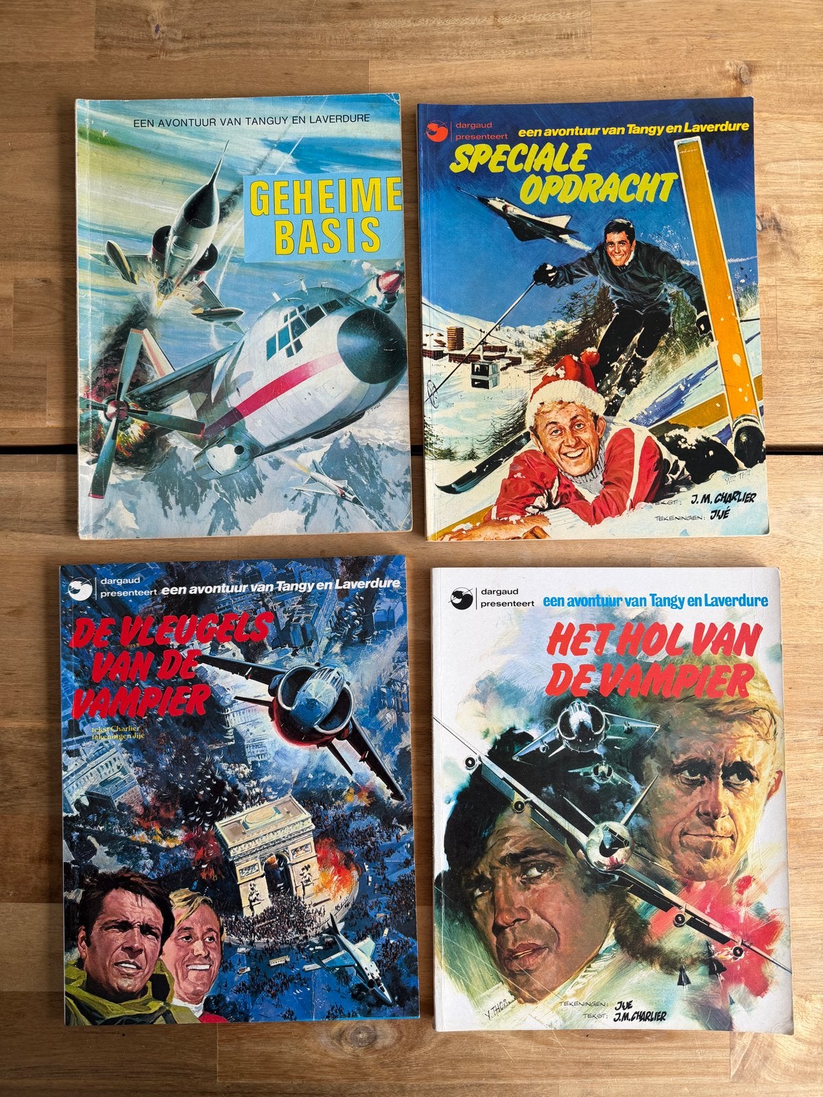 4 Tanguy en Laverdure stripboeken - Goede staat, Gelezen, J.M. Charlier, Ophalen of Verzenden, Meerdere stripboeken