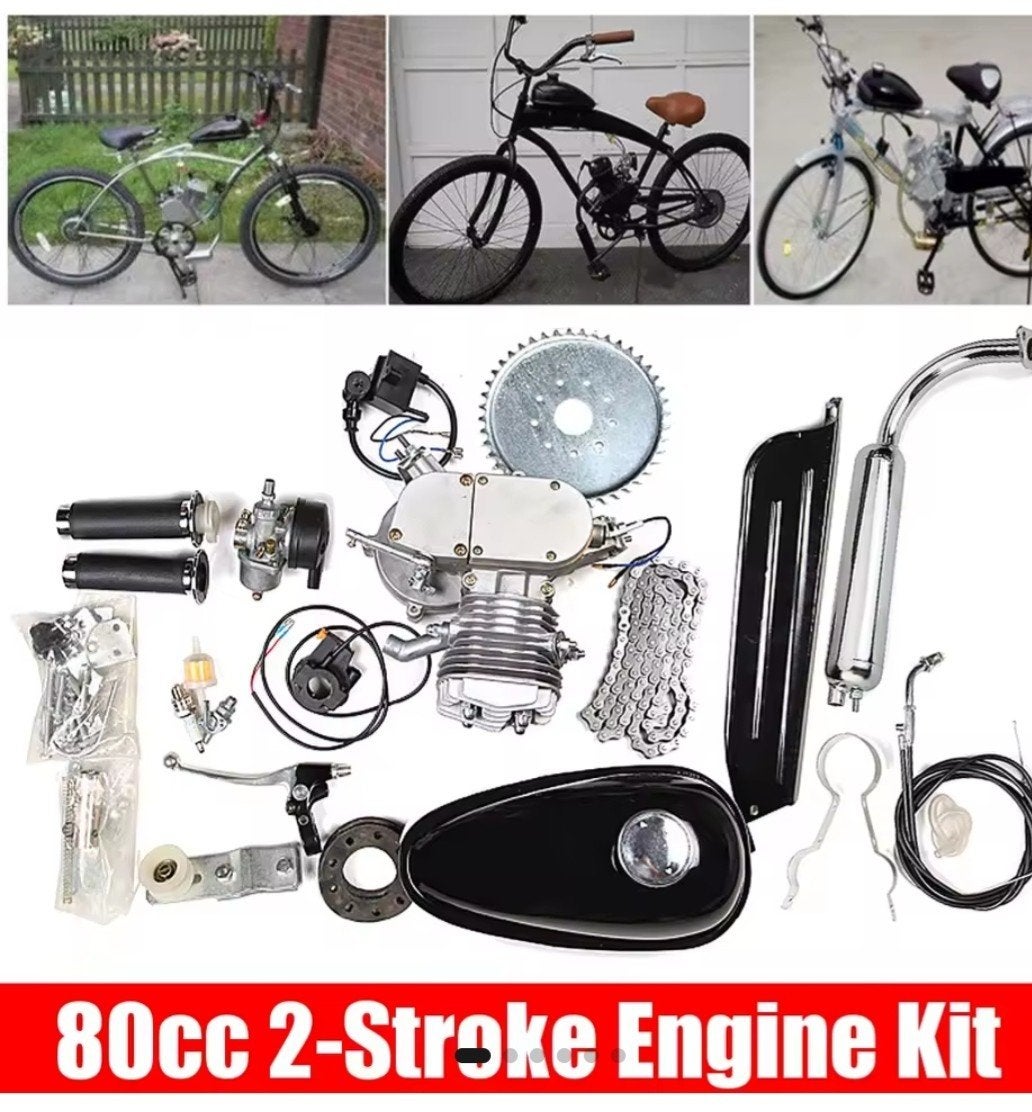 80cc 2-takt motor kit voor fiets, Elektrische fiets, Gebruikt, Onbekend, Staal