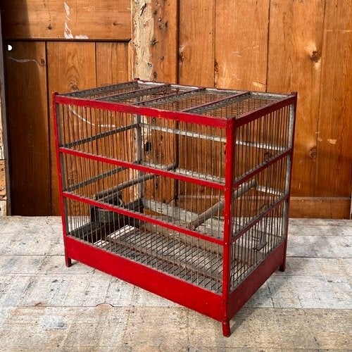 Vogelkooi oude kooi hout brocante 38,5 x 25 x 37 origineel, Ophalen of Verzenden