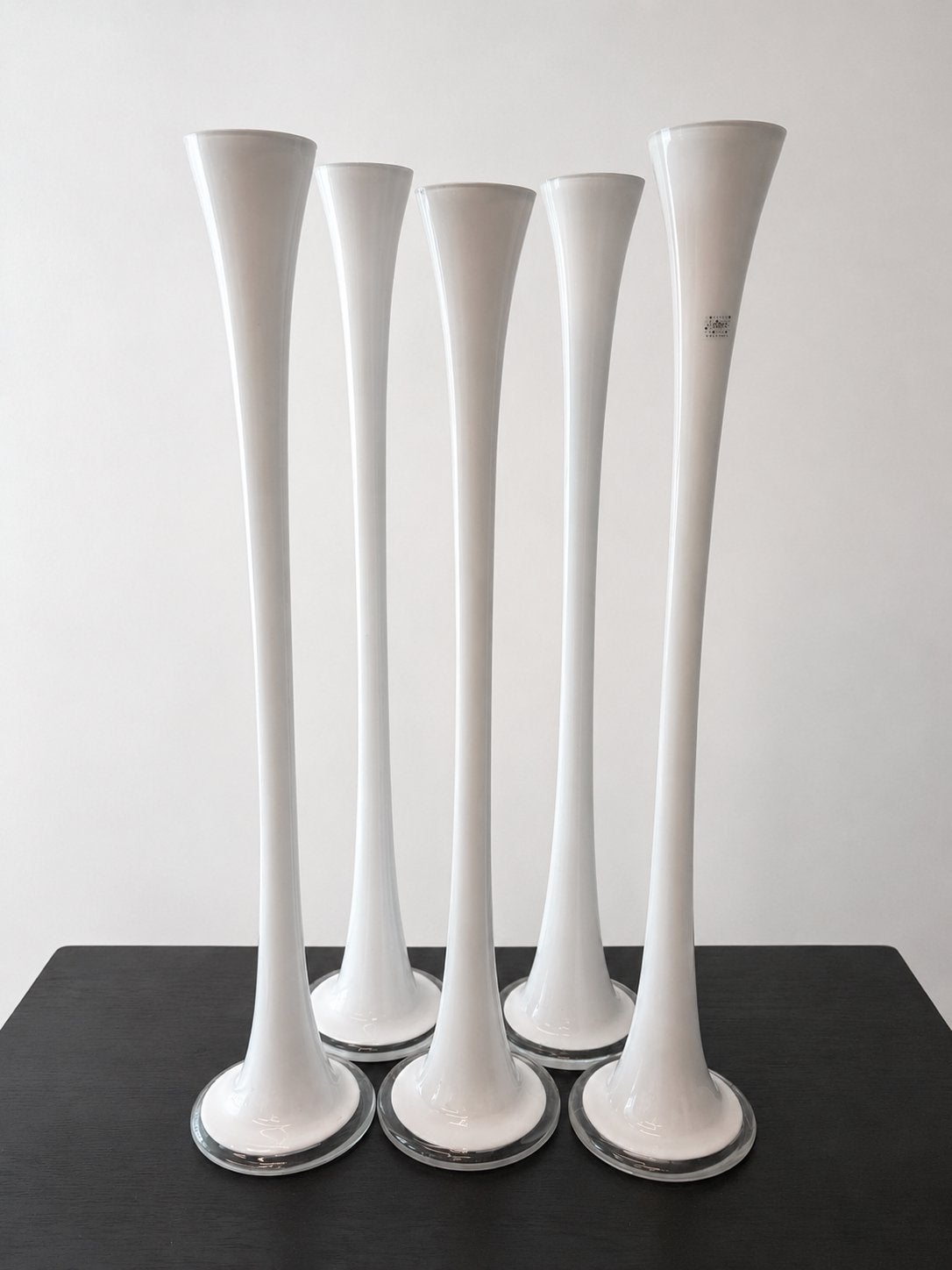Hoge glazen witte vazen,Opal, Fidrio glass 6 stuks, Ophalen, Op voet, Wit, Nieuw