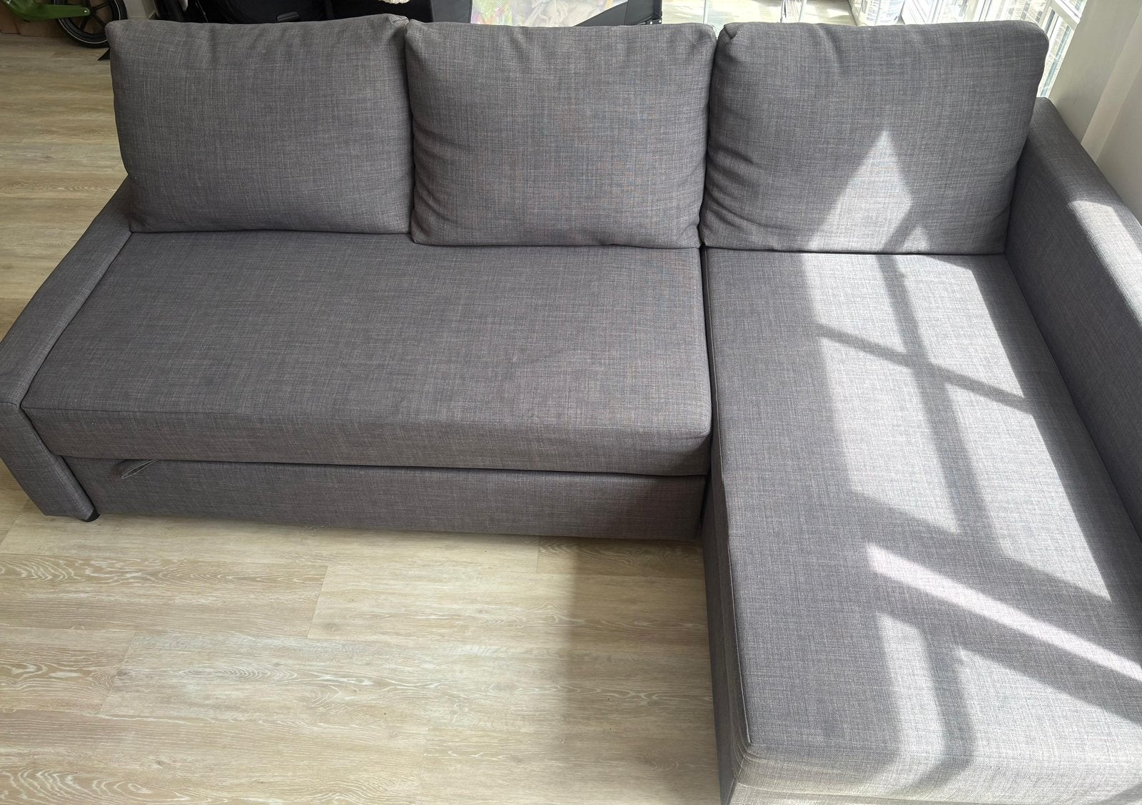 Friheten hoekslaapbank ikea, Ophalen, Zo goed als nieuw, Tweepersoons, Grijs