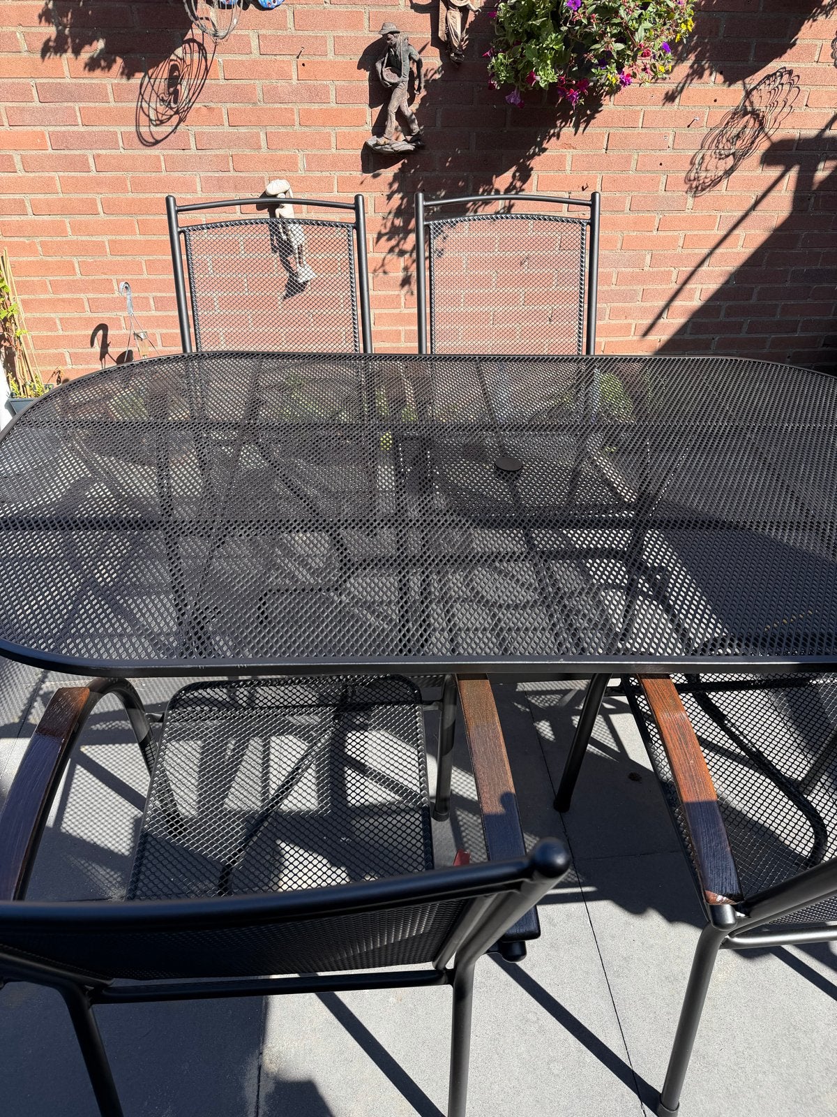 Zwarte metalen tuinset Royal Garden  met 4 stoelen, Tuin en Terras, Gebruikt, Eettafel, Ophalen of Verzenden, Tuinset