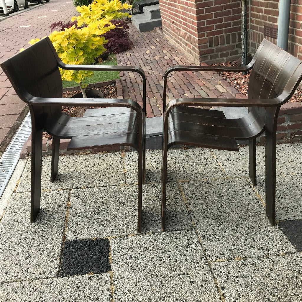 6 Vintage Gijs Bakker Castelijn Strip chairs stoel stoelen, Ophalen, Gebruikt, Bruin, Nvt