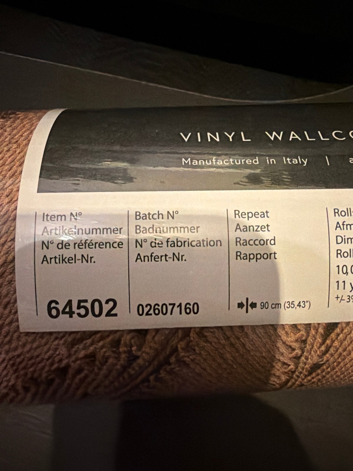 Gesealde rol Arte Vinyl Wallcovering - Bruin Bladeren Patroo, Bladeren, Arte, Ophalen of Verzenden, Vinylbehang